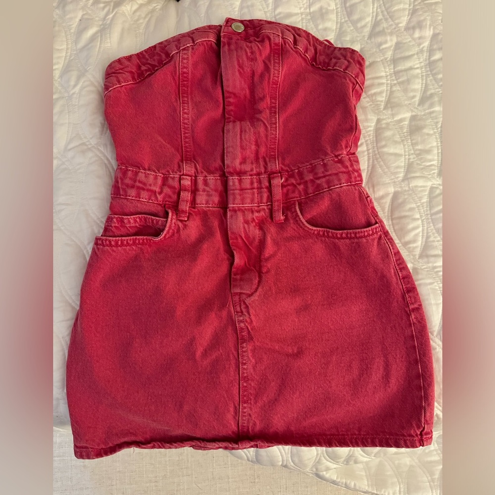 Hot pink denim dress